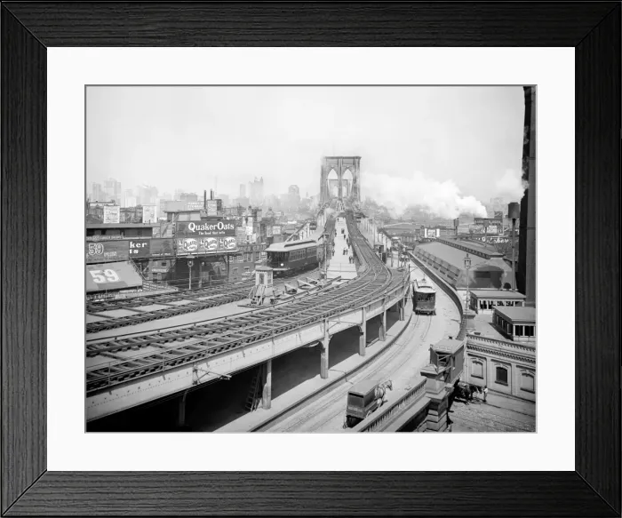 Framed Print : Brooklyn Railway Terminal and the Brooklyn Bridge, New York Framed Print : Brooklyn Railway Terminal and the Brooklyn Bridge, New York