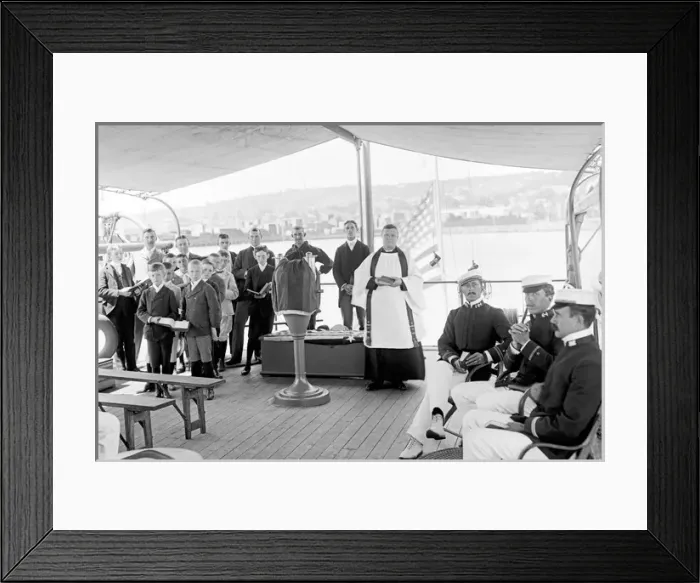 Framed Print : American Navy church service on the USS Nahant in America Framed Print : American Navy church service on the USS Nahant in America