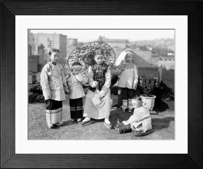 Framed Print : Chinese American children dressed in traditional clothing Framed Print : Chinese American children dressed in traditional clothing