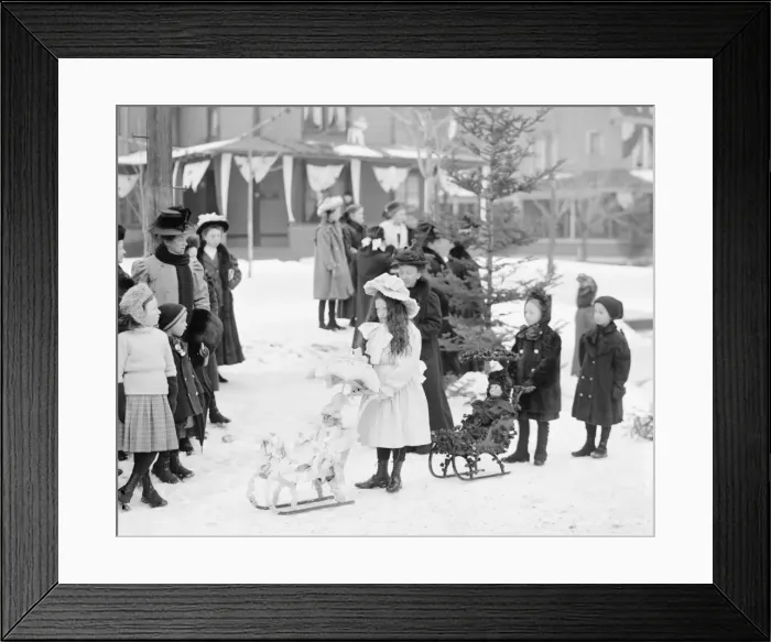 Framed Print : Children with dolls on sleds - Midwinter carnival children s Framed Print : Children with dolls on sleds - Midwinter carnival children s