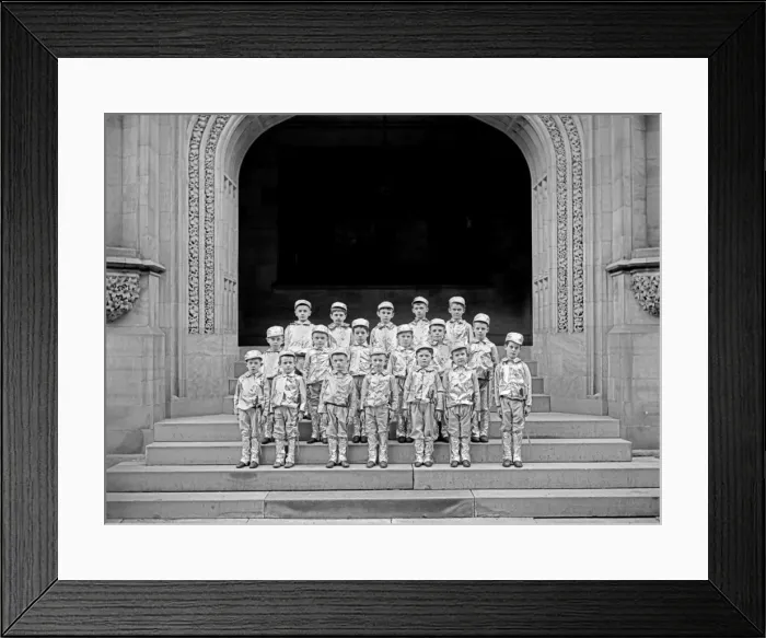 Framed Print : Schoolboys pose for a school class photo in America Framed Print : Schoolboys pose for a school class photo in America