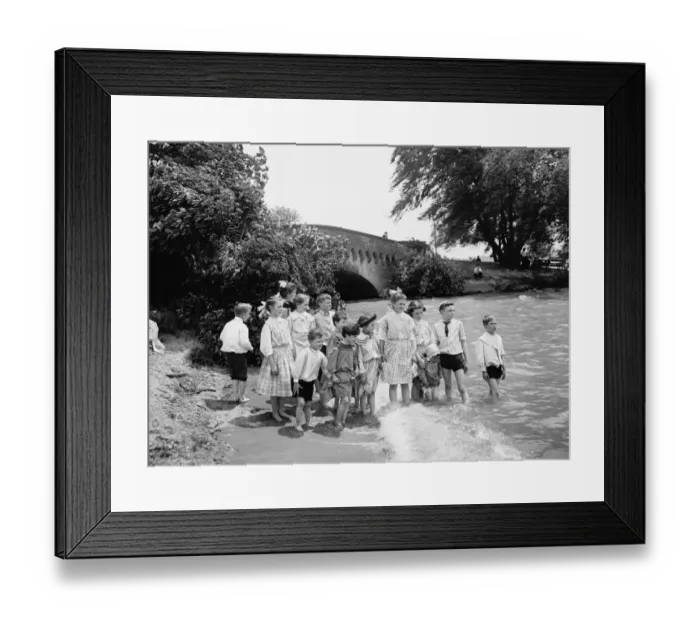 Framed Print : Children wading in the water at Belle Isle Park in Detroit Framed Print : Children wading in the water at Belle Isle Park in Detroit