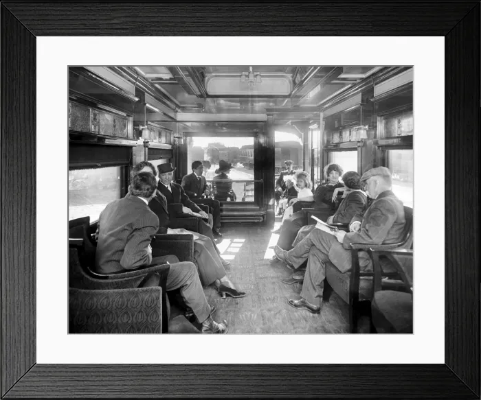 Framed Print : Passengers in the observation car on a deluxe overland limit Framed Print : Passengers in the observation car on a deluxe overland limit