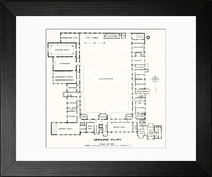 Framed Print : Harborne Industrial School, Birmingham - Ground Floor Plan Framed Print : Harborne Industrial School, Birmingham - Ground Floor Plan