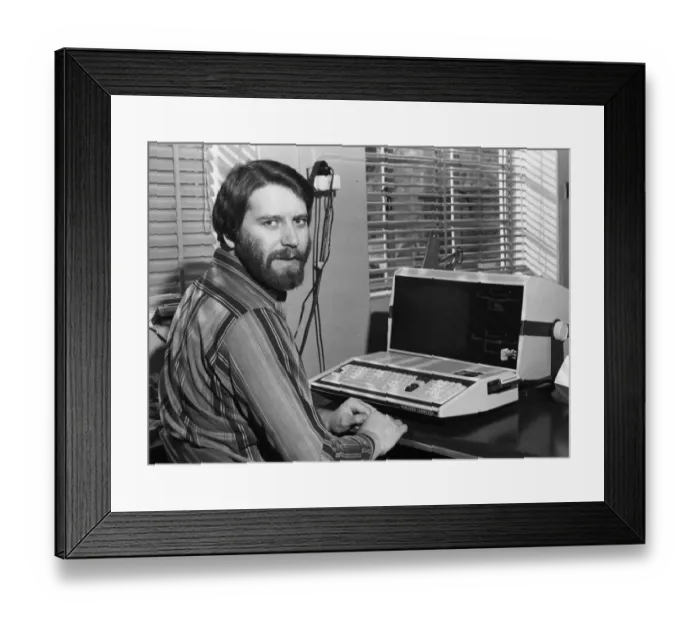 Framed Print : Man in an office with an Exidy Sorcerer computer Framed Print : Man in an office with an Exidy Sorcerer computer