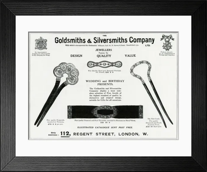 Framed Print : Advert for Goldsmiths & Silversmiths accessories 1914 Framed Print : Advert for Goldsmiths & Silversmiths accessories 1914
