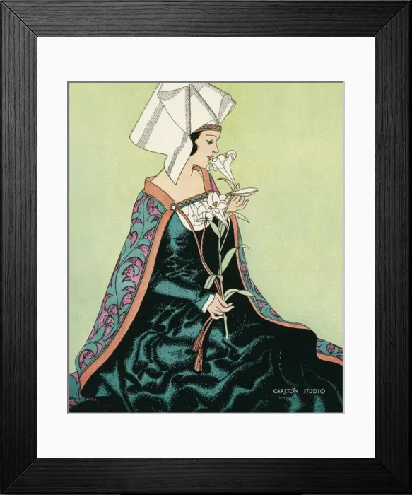 Framed Print : Medieval lady with lilies Framed Print : Medieval lady with lilies