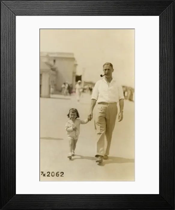 Framed Print : Father and young daughter take a stroll - Promenade, Margate Framed Print : Father and young daughter take a stroll - Promenade, Margate