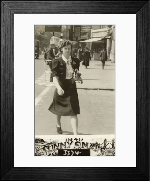 Framed Print : Young lady - London - smart blouse / jerkin combo Framed Print : Young lady - London - smart blouse / jerkin combo