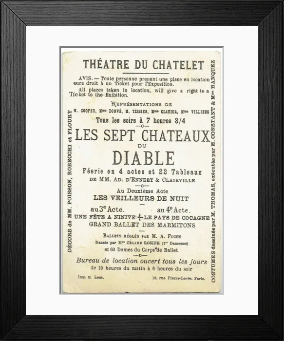 Framed Print : Les Sept Chateaux de Diable, Theatre de Chatalet, Paris