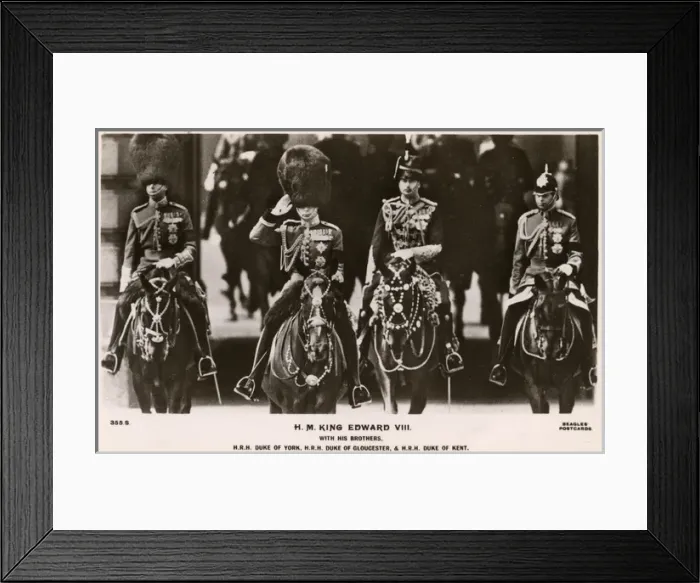 Framed Print : King Edward VIII on horseback - saluting - with brothers Framed Print : King Edward VIII on horseback - saluting - with brothers