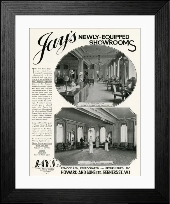 Framed Print : Showrooms for Jays fashion department 1933 Framed Print : Showrooms for Jays fashion department 1933
