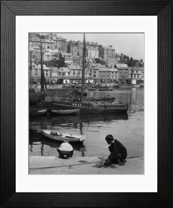 Framed Print : Scene in Brixham Harbour, Devon Framed Print : Scene in Brixham Harbour, Devon