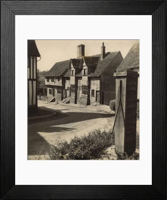 Framed Print : Houses and pump, Kersey, Suffolk Framed Print : Houses and pump, Kersey, Suffolk