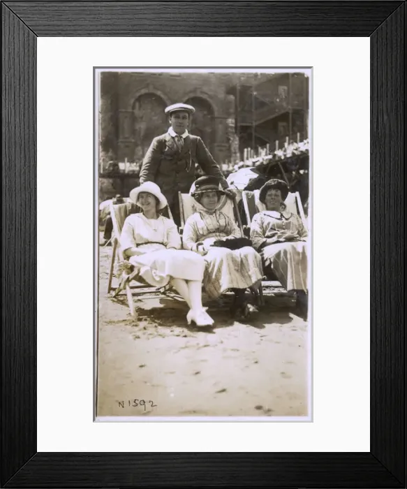 Framed Print : Mother, daughter, son and Aunt on the beach, Ramsgate, Kent Framed Print : Mother, daughter, son and Aunt on the beach, Ramsgate, Kent