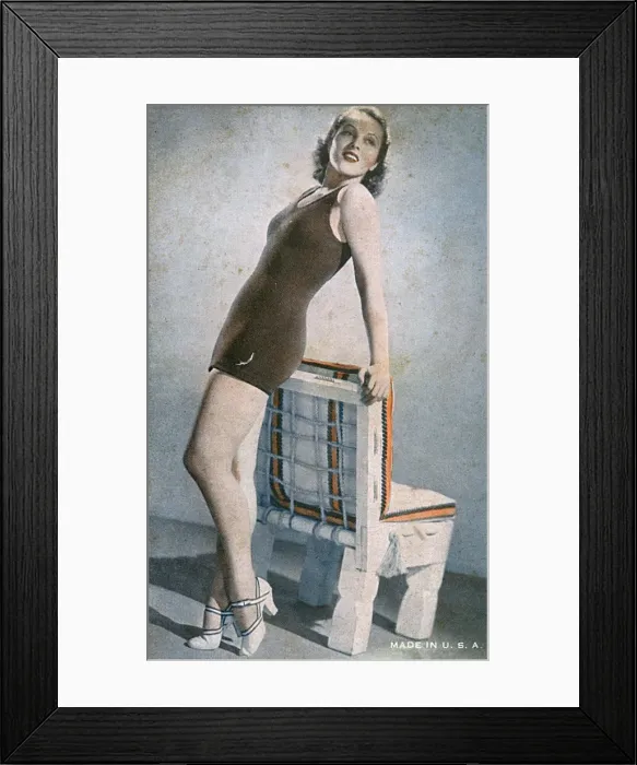 Framed Print : American Model modelling an elegant Jantzen swimsuit Framed Print : American Model modelling an elegant Jantzen swimsuit