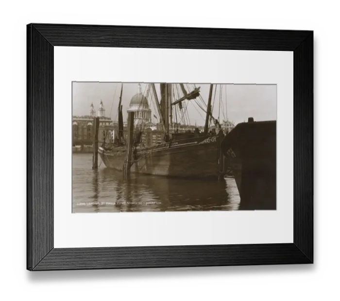 Framed Print : London - St Pauls Cathedral from Bankside - fine river barge Framed Print : London - St Pauls Cathedral from Bankside - fine river barge