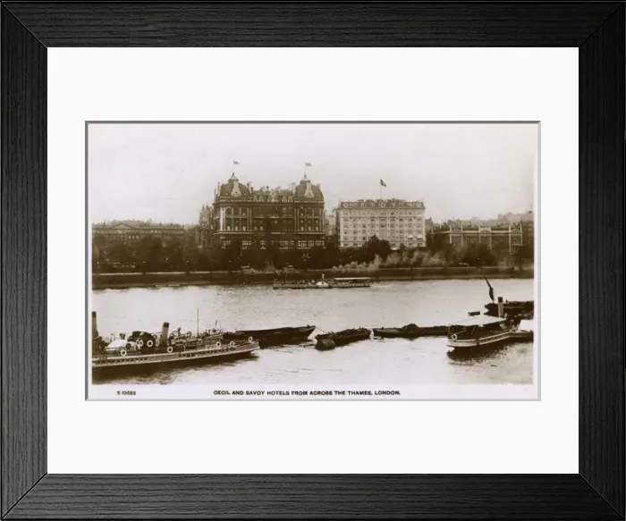 Framed Print : London - Cecil and Savoy Hotels from across the River Thames Framed Print : London - Cecil and Savoy Hotels from across the River Thames