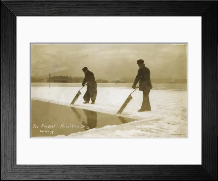 Framed Print : Canada - Hamilton Bay - Ice Harvest - Sawing ice sheet Framed Print : Canada - Hamilton Bay - Ice Harvest - Sawing ice sheet