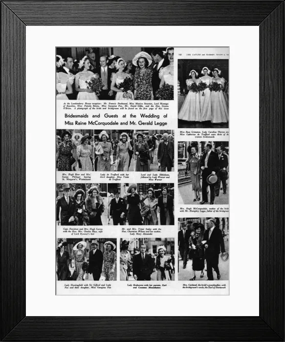 Framed Print : Wedding of Raine McCorquodale & Gerald Legge, 1948 Framed Print : Wedding of Raine McCorquodale & Gerald Legge, 1948