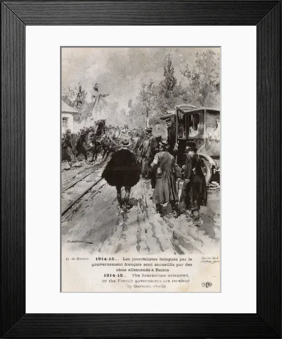 Framed Print : WW1 - Journalists greeted by German shells at Reims Framed Print : WW1 - Journalists greeted by German shells at Reims