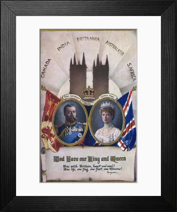 Framed Print : Coronation Souvenir Postcard - King George V and Queen Mary Framed Print : Coronation Souvenir Postcard - King George V and Queen Mary
