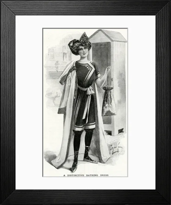 Framed Print : Fashionable bathing dress 1912 Framed Print : Fashionable bathing dress 1912