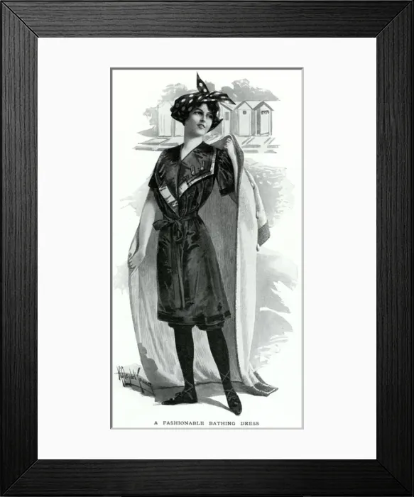 Framed Print : Fashionable bathing dress 1912 Framed Print : Fashionable bathing dress 1912