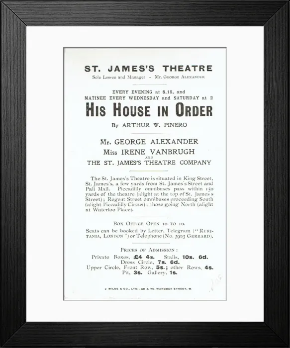 Framed Print : His House in Order by Arthur W Pinero Framed Print : His House in Order by Arthur W Pinero