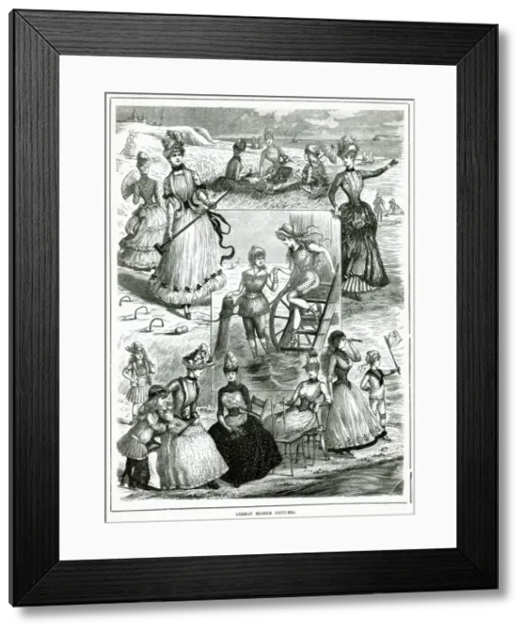 Framed Print : German seaside costumes 1885 Framed Print : German seaside costumes 1885