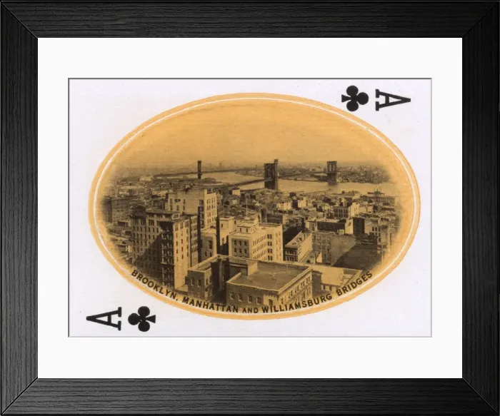 Framed Print : New York City - Playing card - Bridges - Ace of Clubs Framed Print : New York City - Playing card - Bridges - Ace of Clubs