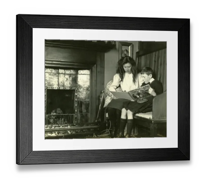 Framed Print : Edwardian children reading Framed Print : Edwardian children reading