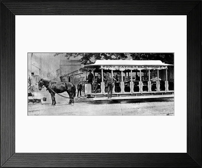 Framed Print : A Fort Wayne and Elmwood horse-drawn street car in Detroit Framed Print : A Fort Wayne and Elmwood horse-drawn street car in Detroit