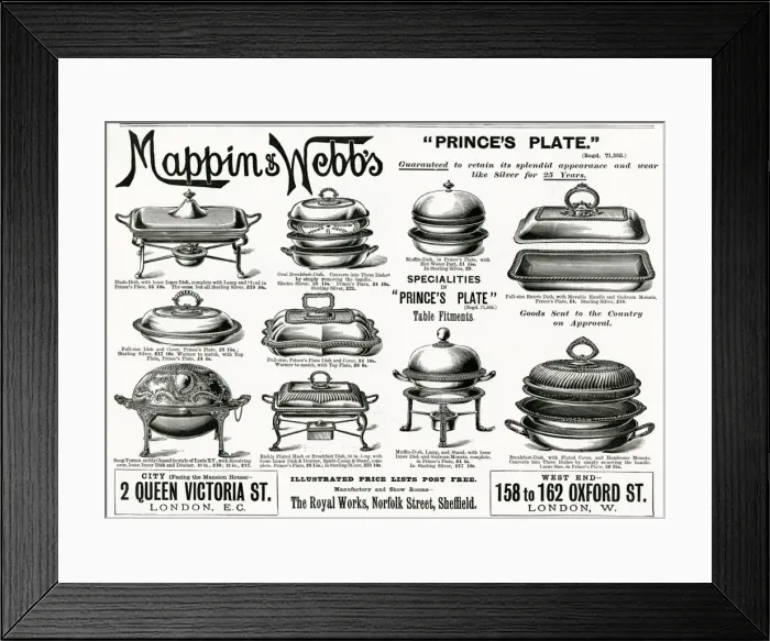 Framed Print : Advert for Mappin & Webbs tableware tureens 1898 Framed Print : Advert for Mappin & Webbs tableware tureens 1898