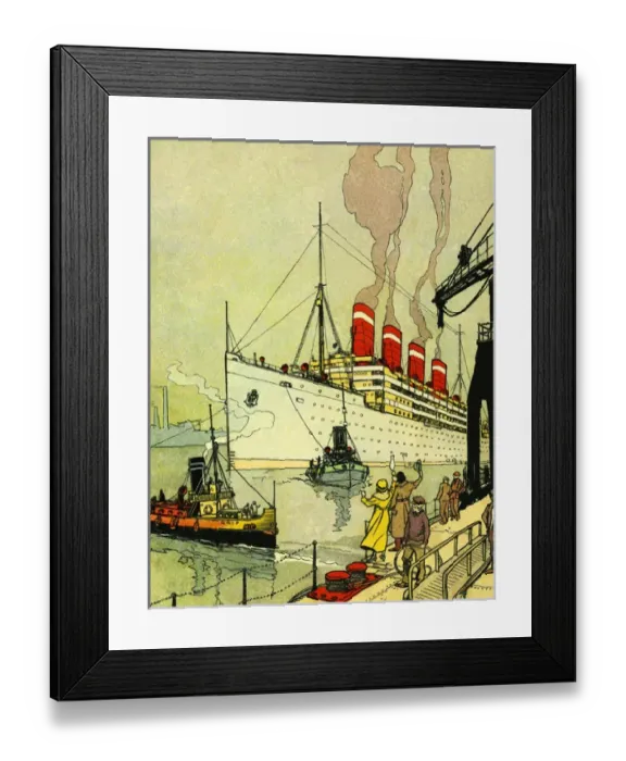 Framed Print : Ocean liner steams into port Framed Print : Ocean liner steams into port