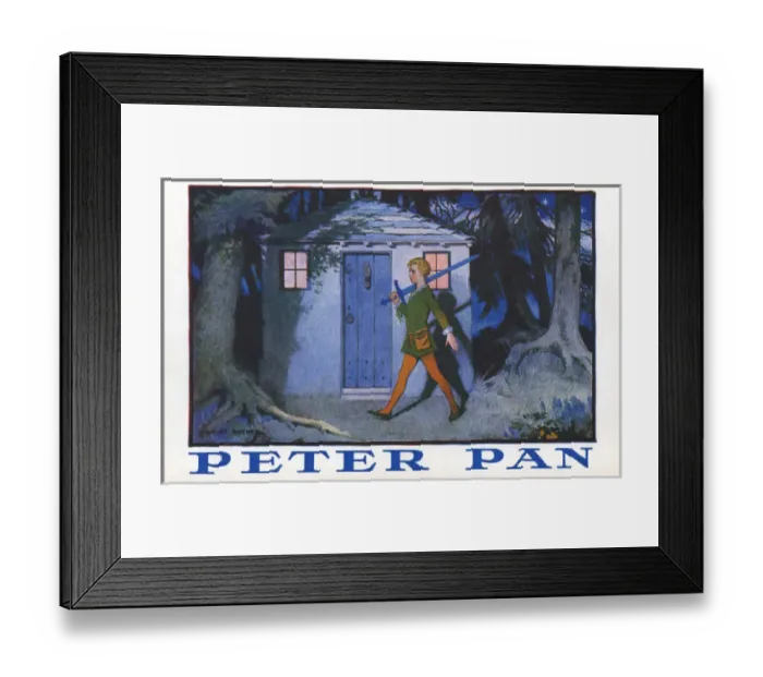Framed Print : Peter Pan. Postcard illustration promoting the stage play of JM Barries Framed Print : Peter Pan. Postcard illustration promoting the stage play of JM Barries