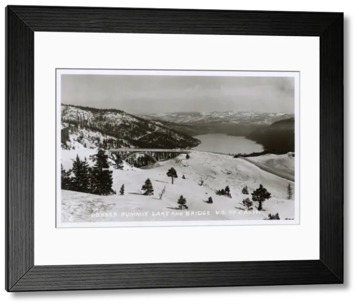 Framed Print : Donner summit lake and bridge, California, USA Framed Print : Donner summit lake and bridge, California, USA