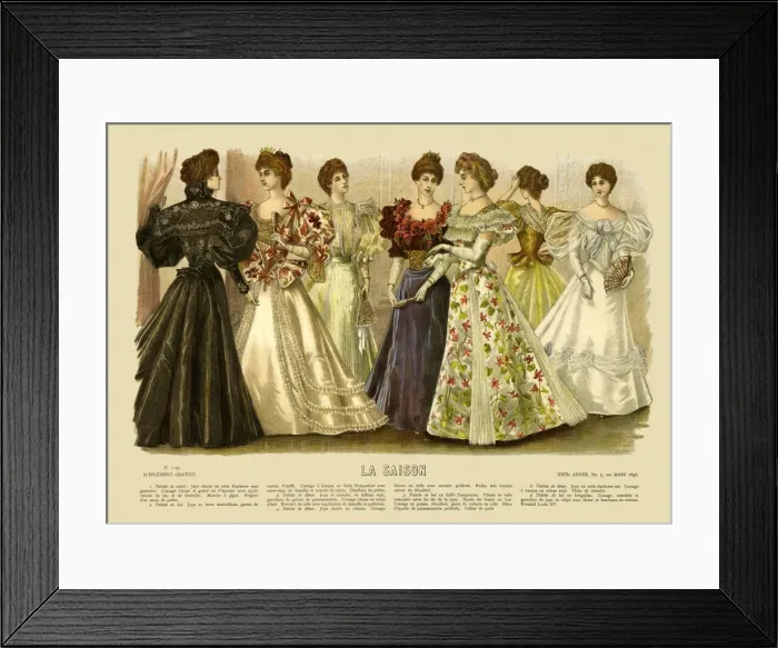 Framed Print : La Saison. Plate from La Saison, a French journal illustree of the late nineteenth Framed Print : La Saison. Plate from La Saison, a French journal illustree of the late nineteenth