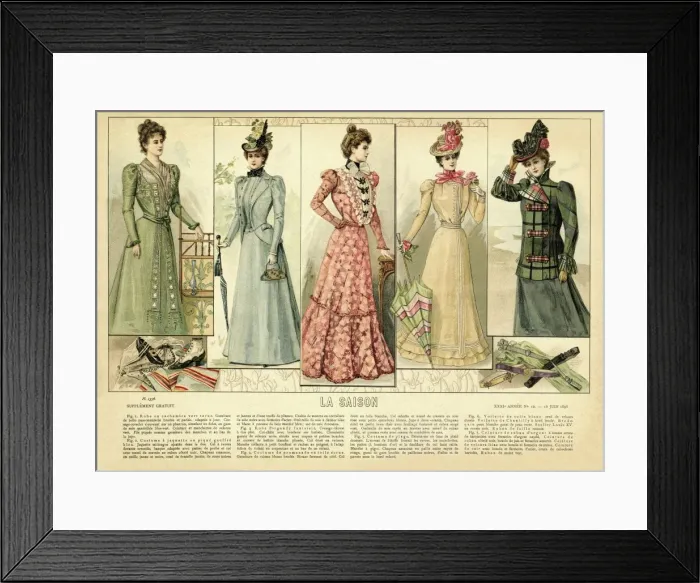 Framed Print : La Saison. Plate from La Saison, a French journal illustree of the late nineteenth Framed Print : La Saison. Plate from La Saison, a French journal illustree of the late nineteenth