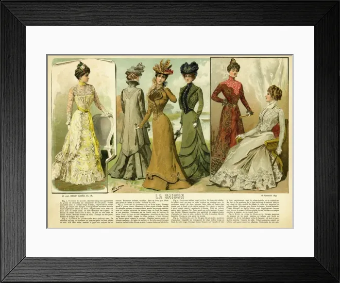 Framed Print : La Saison. Plate from La Saison, a French journal illustree of the late nineteenth Framed Print : La Saison. Plate from La Saison, a French journal illustree of the late nineteenth