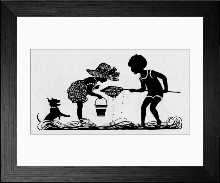 Framed Print : Boy & girl fishing Framed Print : Boy & girl fishing