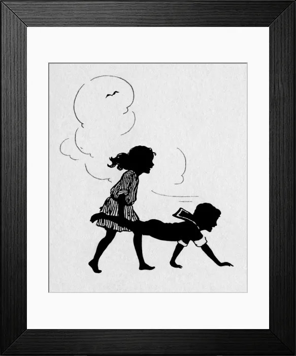 Framed Print : Children playing wheelbarrows Framed Print : Children playing wheelbarrows