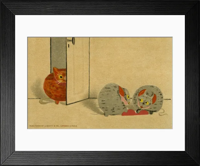 Framed Print : Decorative cat & mice Framed Print : Decorative cat & mice