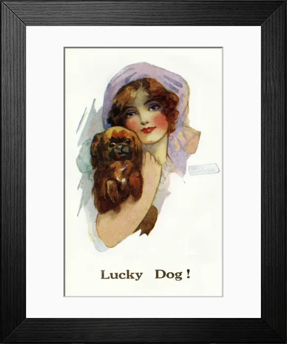 Framed Print : Young girl and her dog Framed Print : Young girl and her dog