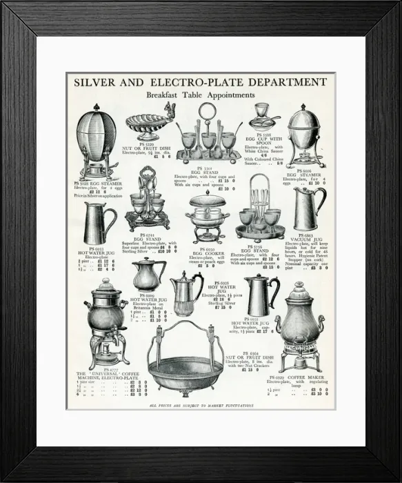 Framed Print : Catalogue of breakfast tableware 1929 Framed Print : Catalogue of breakfast tableware 1929