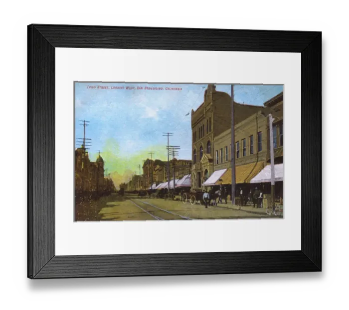 Framed Print : View of Third Street, San Bernardino, California, USA Framed Print : View of Third Street, San Bernardino, California, USA