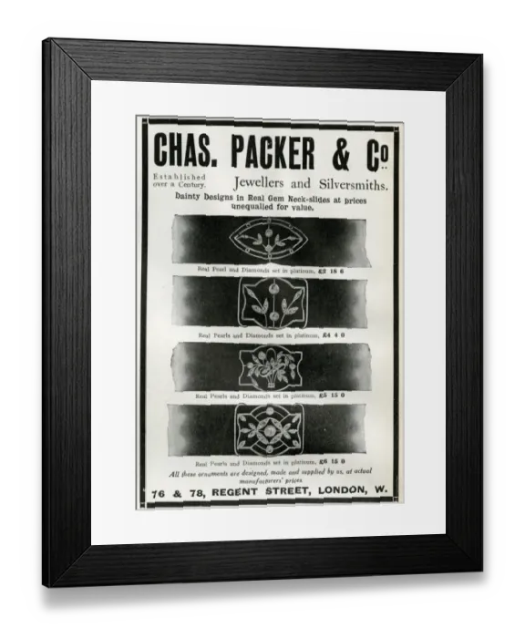 Framed Print : Advert for Chas. Packer & Co, neck-slides 1912