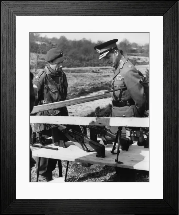 Framed Print : Duke of Edinburgh inspecting paratroopers weapons Framed Print : Duke of Edinburgh inspecting paratroopers weapons