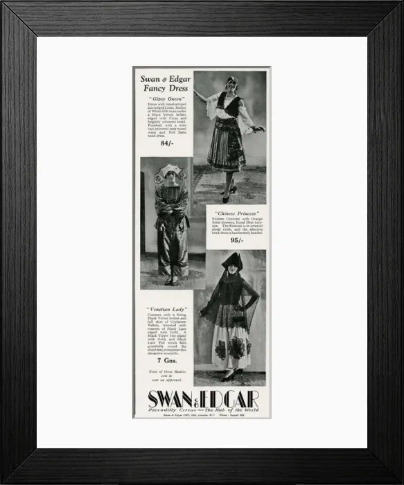 Framed Print : Advert for Swan & Edgar fancy dress 1928 Framed Print : Advert for Swan & Edgar fancy dress 1928