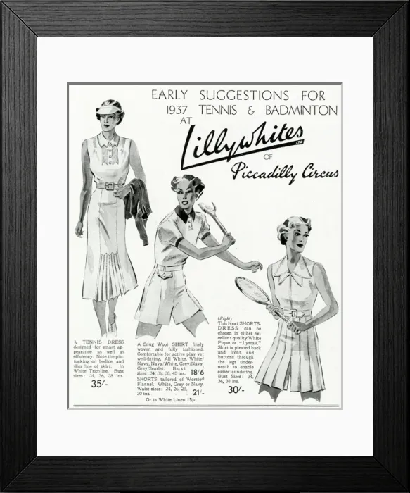 Framed Print : Advert for Lillywhites sports clothing 1937 Framed Print : Advert for Lillywhites sports clothing 1937